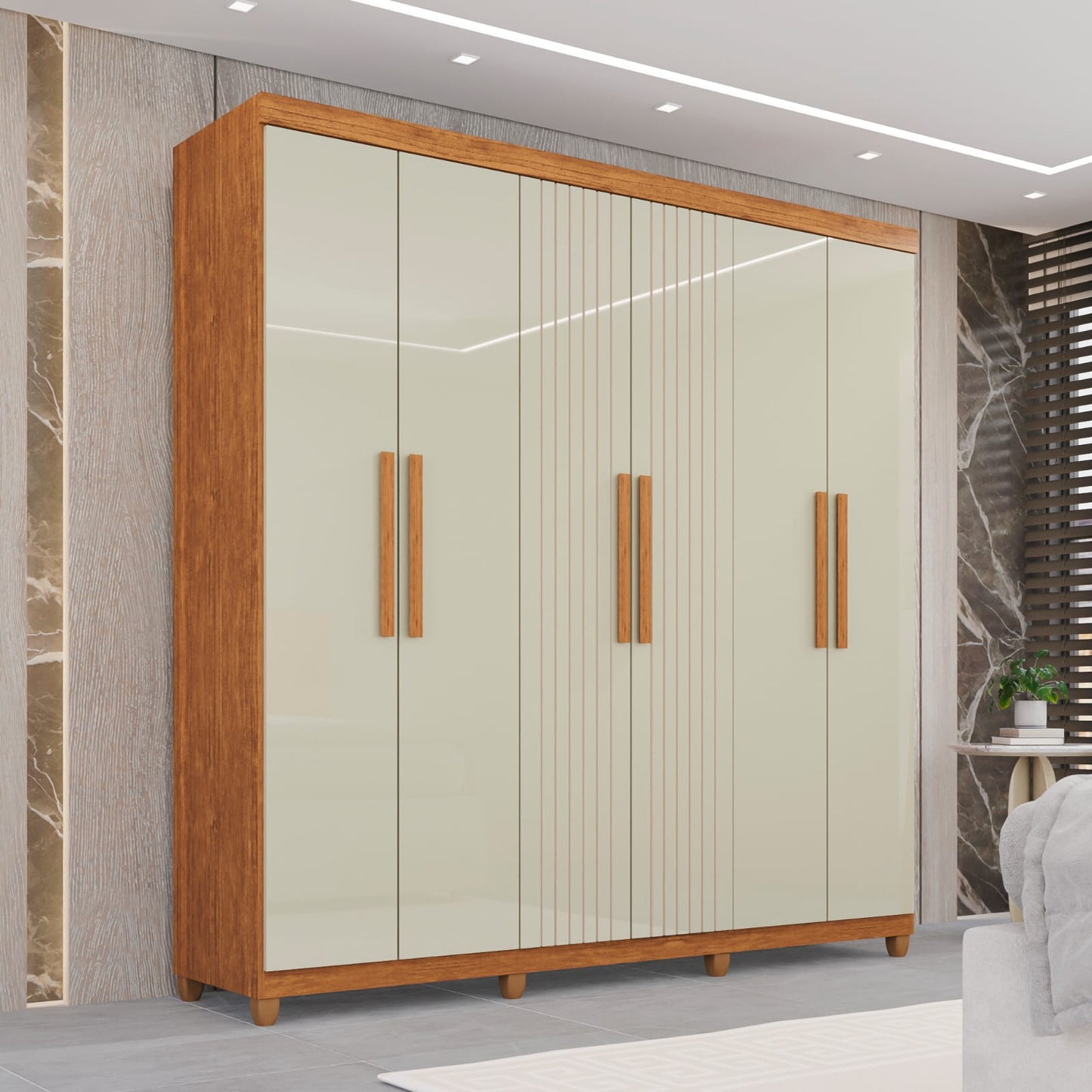 Roupeiro Portugal Frison 6P2G Cinamomo.Off White Imop - Móveis furniture