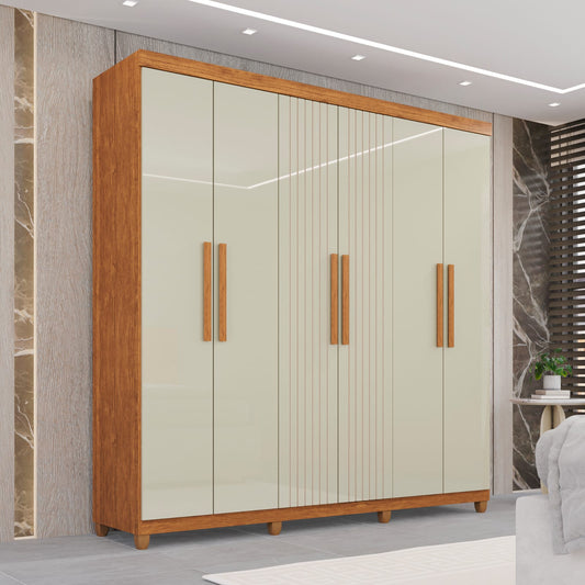 Roupeiro Portugal Frison 6P2G Cinamomo.Off White Imop - Móveis furniture