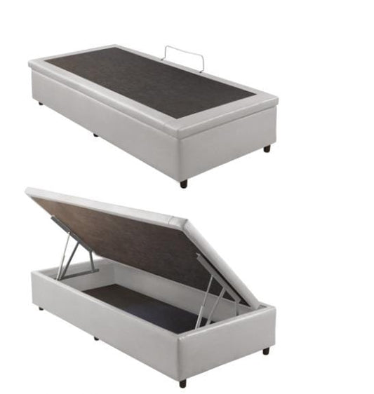 Base Bau Solteirao 110x188x40 Corino Branco - Móveis furniture