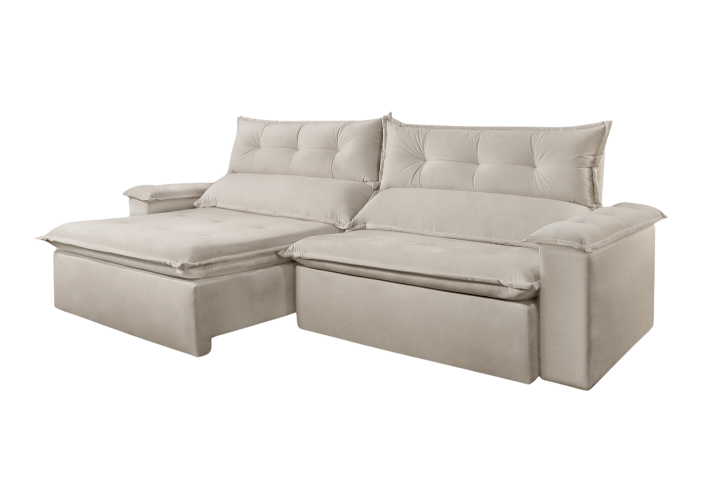 Sofá Retrátil e Reclinável 2,50 m S-102 Linho Bege 117 – SUPREMA ESTOFADOS