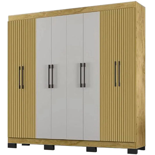 Guarda Roupa B2348 Casal 8 Portas 4 Gavetas Araplac FREIJÓ BAUNILHA