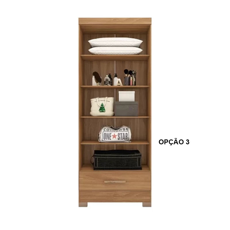 Roupeiro Solteiro Smart Plus 2 Portas 1 Gaveta Larg. 0.85m (GR2123) Cinamomo/Off Rodial Móveis - Móveis furniture