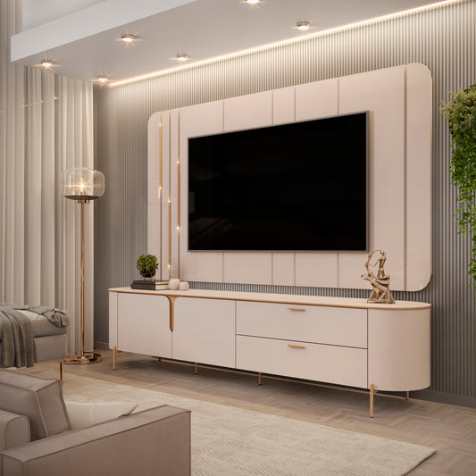 Bancada com Painel Celine Off White DJ Moveis - Móveis furniture