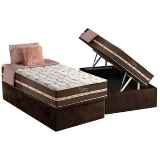 Cama Box Com Baú Solteiro + Colchão De Molas – Anjos – Classic Superlastic - Móveis furniture