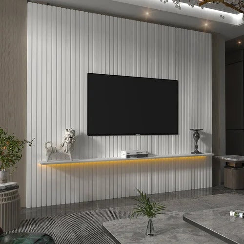 Painel Nobre Ripado 230 1P com LED Branco Gelius - Móveis furniture