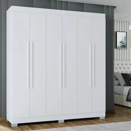 Guarda Roupa Casal Com Pés 6 Portas Barcelona Poquema
Branco