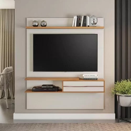 Painel para TV 55 Polegadas 1,35M Off White / Freijó Trend Off White/Freijó - Móveis furniture