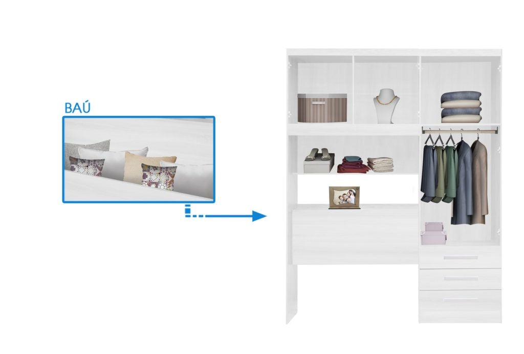 Guarda Roupa Solteiro México 1,56 m Branco – RUD RACK - Móveis furniture