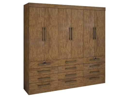 Guarda-Roupa Mônaco 6 portas e 12 gavetas – Ipê - Móveis furniture