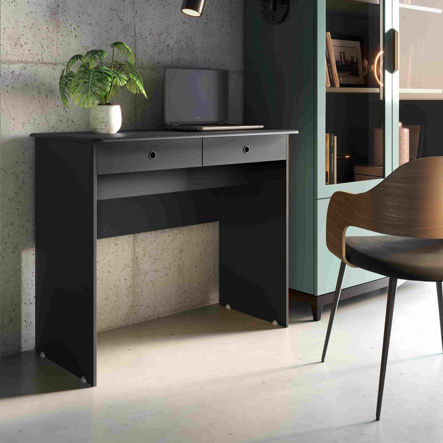 Escrivaninha 2 Gavetas Preto EJ Moveis - Móveis furniture