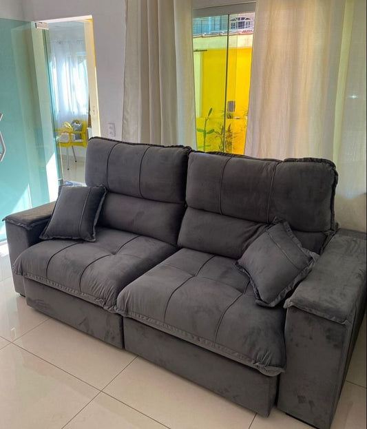 Sofá Retrátil e Reclinável Zeus/Afrodite 2,30 m Cinza – ZARAT ESTOFADOS