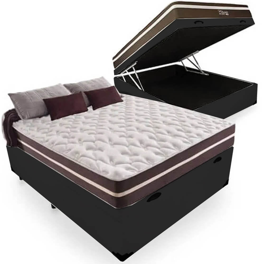 Base Box Baú com Colchão Clássico Casal Molas Ensacadas Bellabox 60x188x138 - Móveis furniture