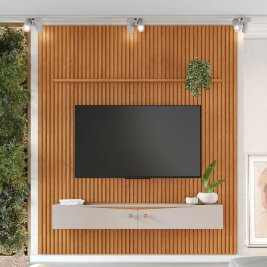 Home Suspenso até 75″ Riso Cinamono/Off White - Móveis furniture