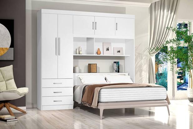 Roupeiro Cabeceira Casal Cancun 140 5P3G Branco J A Moveis