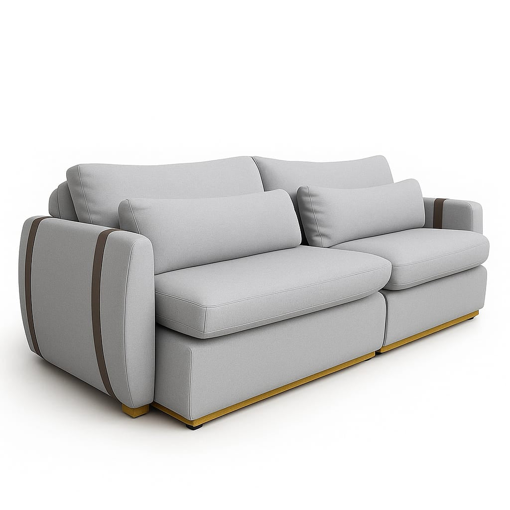 Sofa Cama Retratil Reclinavel Zeus.Theo 230 2x100 mais Brc 15cm Linho Cinza Claro 20 We Art Decor