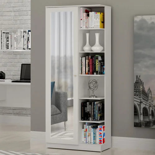 Armário Multiuso 1 Porta com Espelho João Pessoa Branco - Móveis furniture