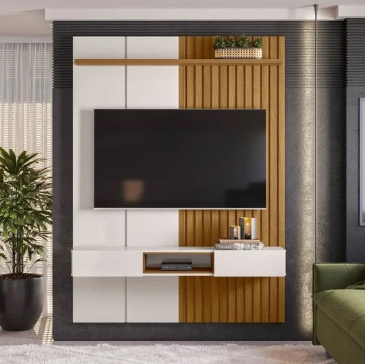 Painel até 65″ Bless 1.6 Off White/Freijó - Móveis furniture