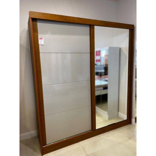 Guarda Roupas 2 Portas de Correr 1 com Espelho Viena Bianchi Móveis 	Nature/Off White