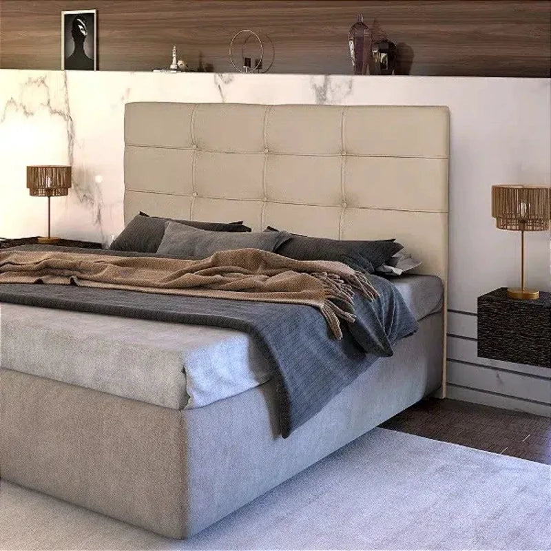Cabeceira Cama Box Queen 1.60 Eslovênia Veludo Bege