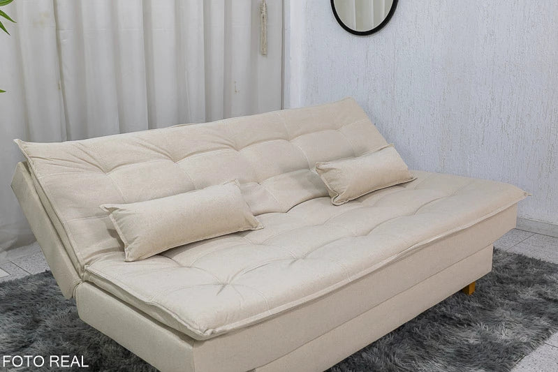 Sofá Cama Premium Linho Bege 2305 Larg. 1.80m