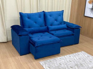 Sofá Retrátil Reclinável 2,00 m Azul - Móveis furniture