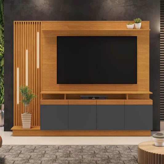 Home Ripado com LED Absoluto TV até 65 Polegadas Cinamomo/Grafite JCM - Móveis furniture