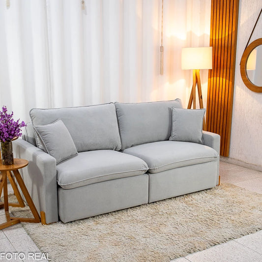 Sofá Retrátil Luma 2.00m Veludo Premium Cinza 36 - Sem Caixa