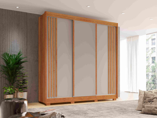 Roupeiro Atenas 3P4G Cinamomo.Off White Salleto - Móveis furniture