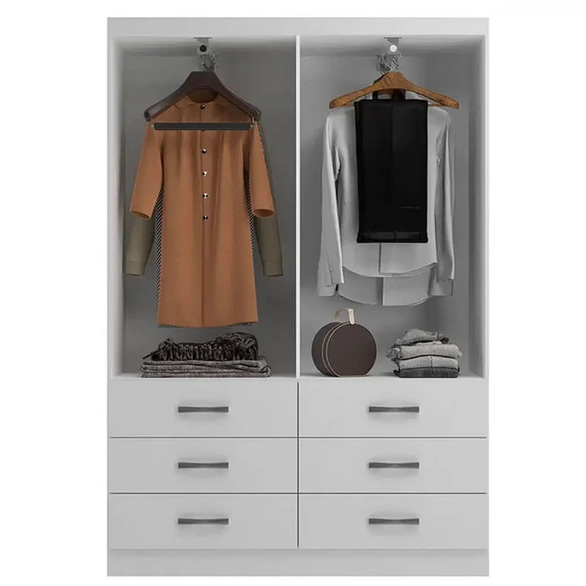 Guarda Roupa Treviso Evidencia Solteiro 4 Portas 6 Gavetas PRETO