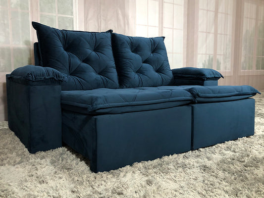 Sofá Retrátil Reclinável 2,10 m Azul A141 Belagio - Móveis furniture