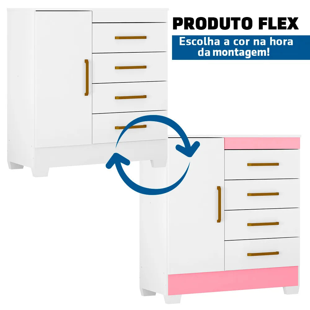 Cômoda Demobile Montevideu 4 Gavetas com Pés