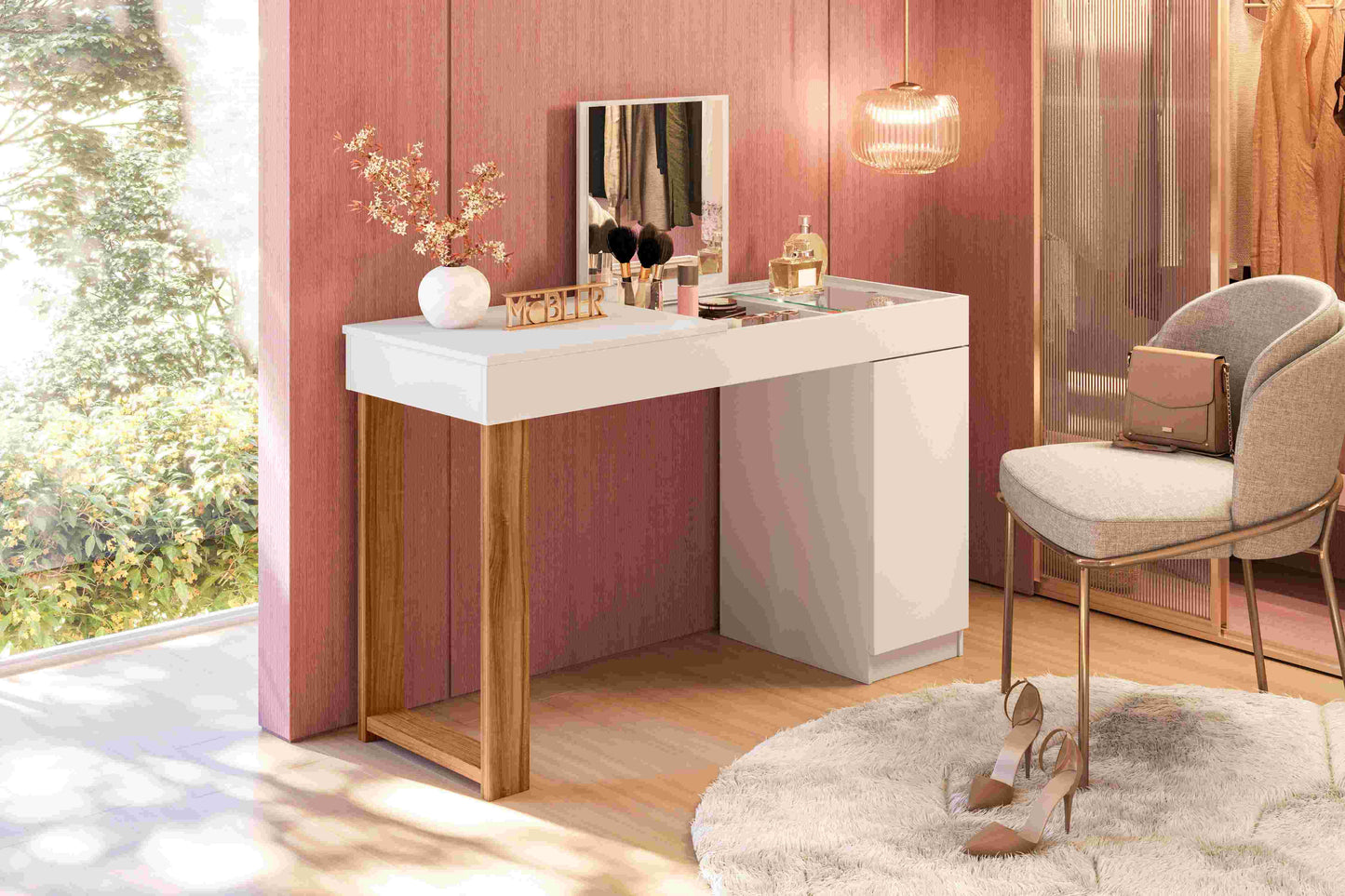 Escrivaninha Penteadeira Love Branco.Cinamomo - Móveis furniture