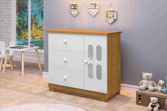 Comoda Sapateira Sophie 3G1P Nature.Branco - Móveis furniture