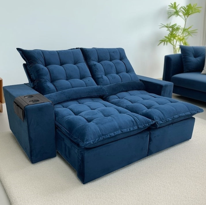 Sofá Retrátil e Reclinável Kauã 2,00 m Azul – - Móveis furniture