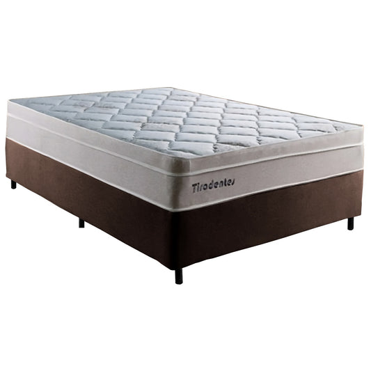 Colchão Casal Tiradentes D28 + Base Box Simples Corino Marrom – COLCHOMINAS + BIOSTAR