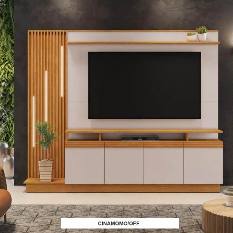 Home Ripado com LED Absoluto TV até 65 Polegadas Cinamomo/Off White JCM - Móveis furniture