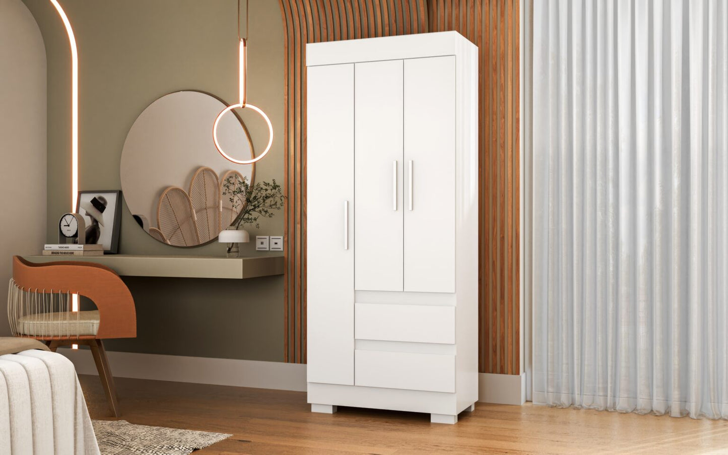 Guarda-Roupa 3 Portas Maya 0,753 m Branco – ACP MÓVEIS
