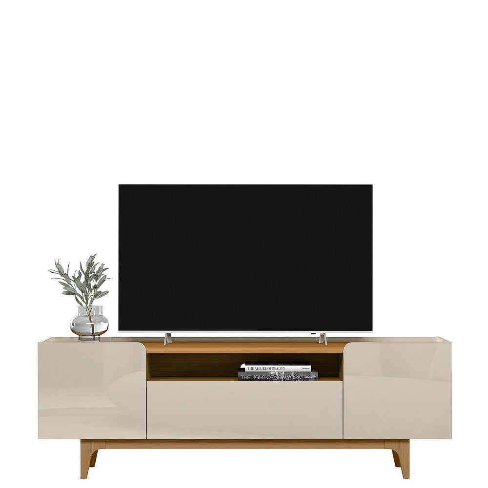 Rack para TV até 75 Polegadas Orlando Linea Brasil Tauari/Off White Brilho - Móveis furniture