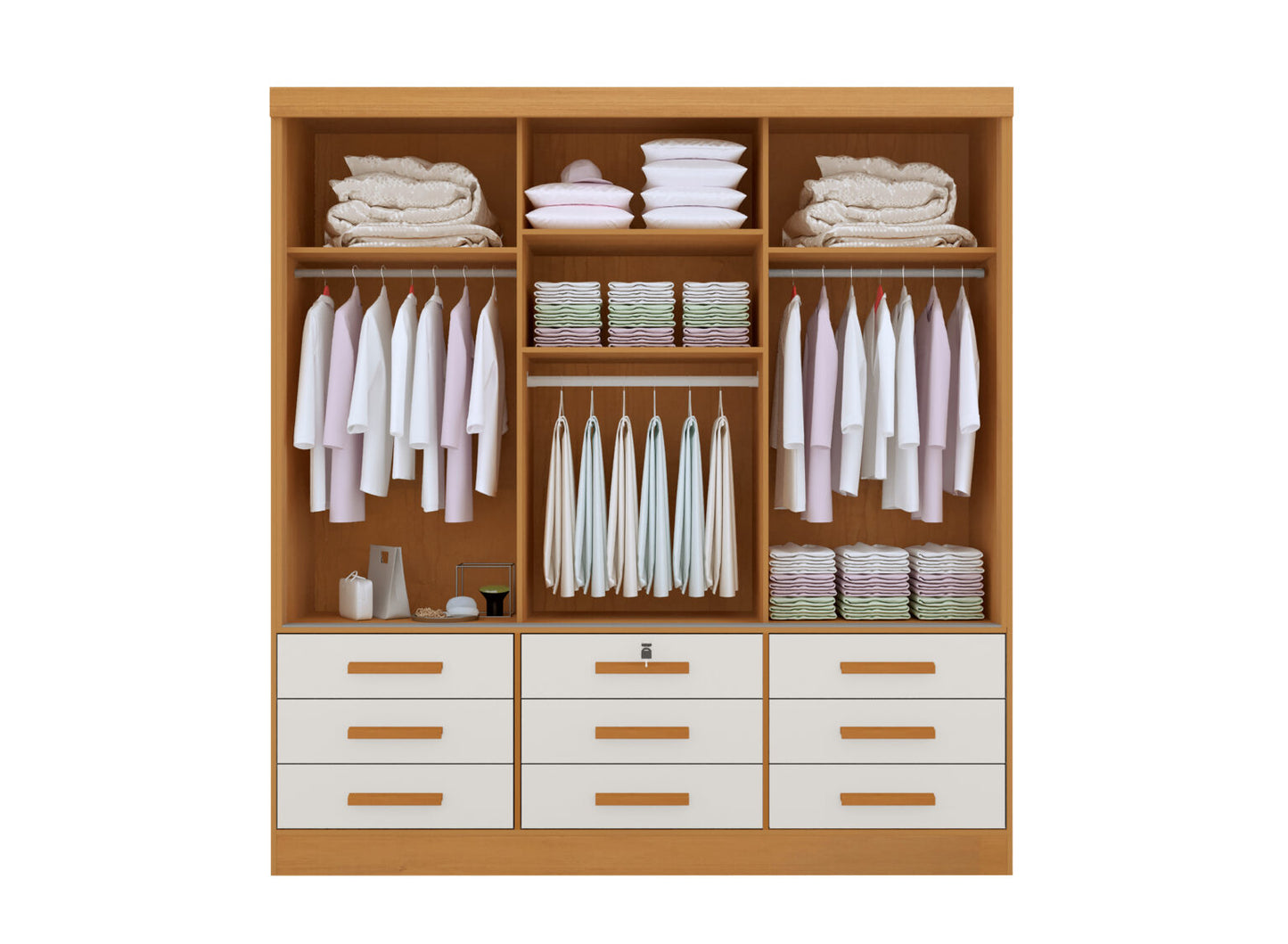 Guarda-Roupa 3 Portas Meridian 2,00 m Cinamono/Off White – D’DORO MÓVEIS