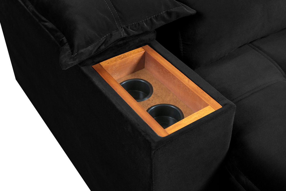 Sofá Retrátil e Reclinável Marrocos 2,50 m Veludo Preto 5040 – VICAM ESTOFADOS