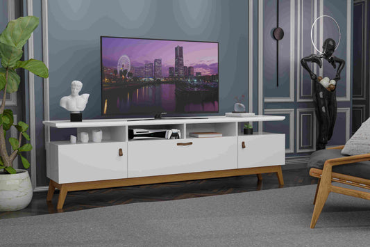 Rack Absolut 1.80 3P Branco Acetinado J A Moveis - Móveis furniture