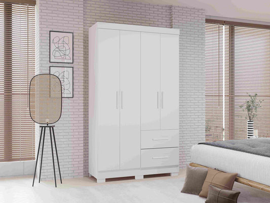 Roupeiro Estrela Premium 4P2G com Pes Branco