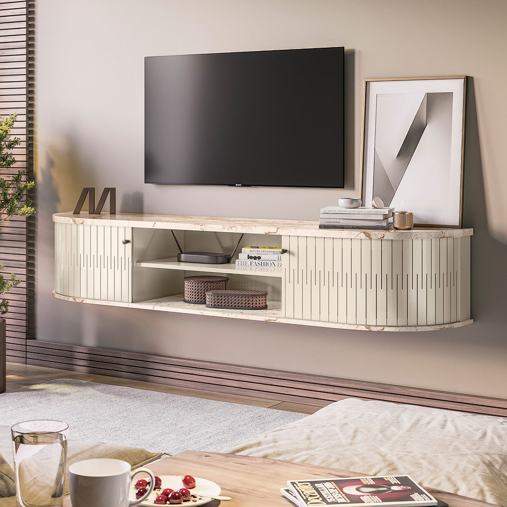 Rack Suspenso Algarve Calacata.Off White Madetec - Móveis furniture