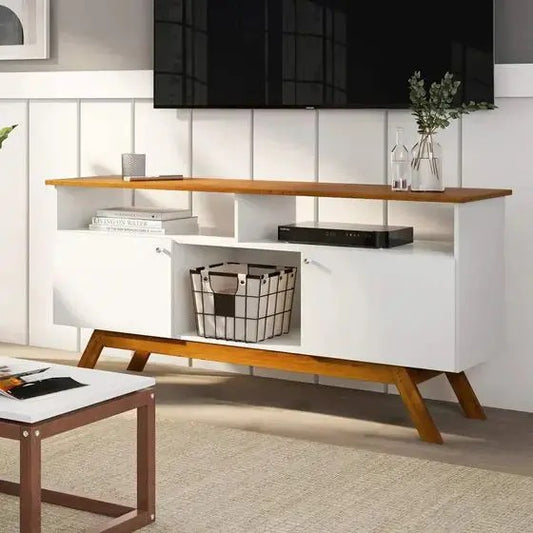 Rack Amsterda II 2P Branco.Nature Tebarrot - Móveis furniture