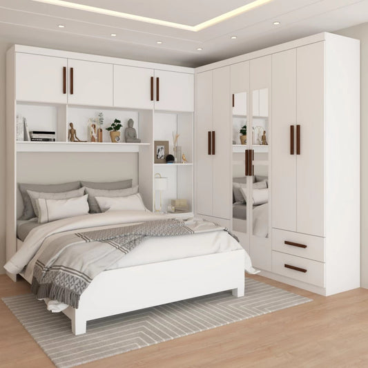 Modulado 4 Portas + Guarda-Roupa 6 Portas Hércules Branco – CARIOCA MÓVEIS