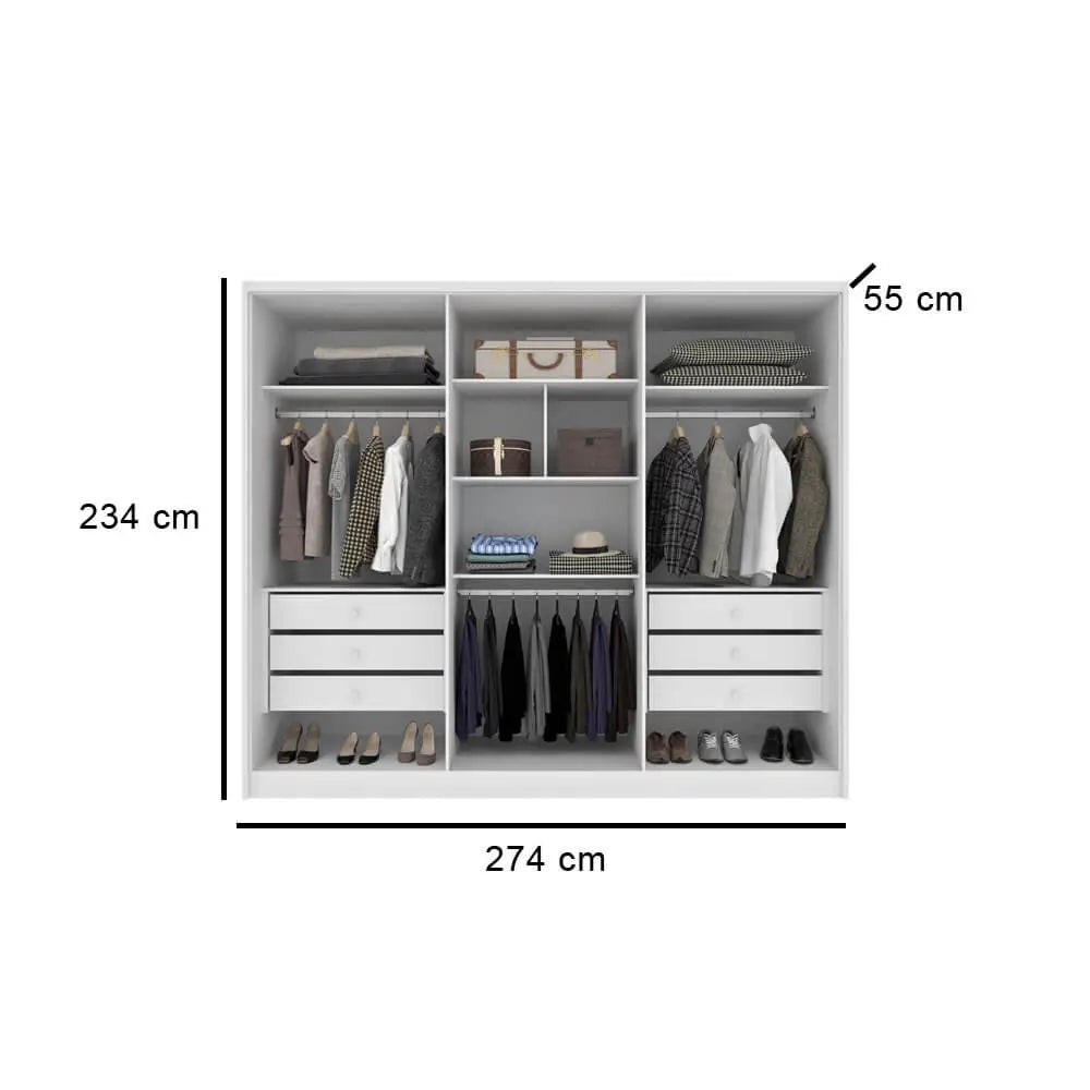 Guarda Roupa Realeza Casal 6 Portas 6 Gavetas Tcil cinamomo/off white