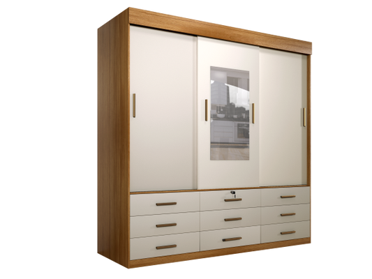 Roupeiro Ipanema 3P9G Cinamomo.Off White Minas Plac - Móveis furniture