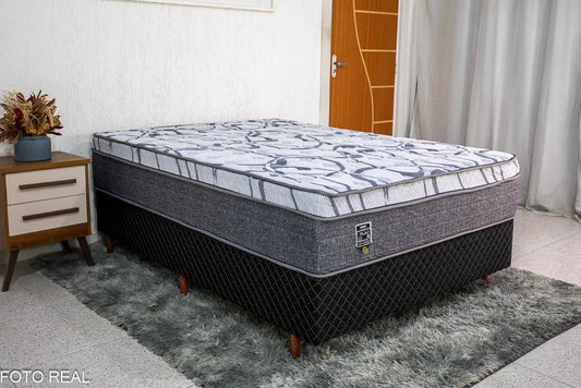 Base box Madrid + Colchão Casal Madrid Euro Molas Ensacadas 138x188x70 Umaflex - Móveis furniture