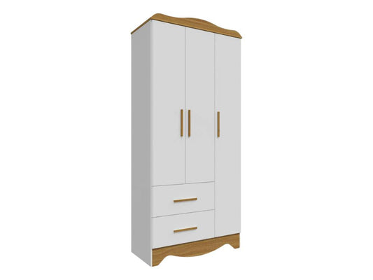 Armário Clara 3 Portas – Branco/Amendoado - Móveis furniture