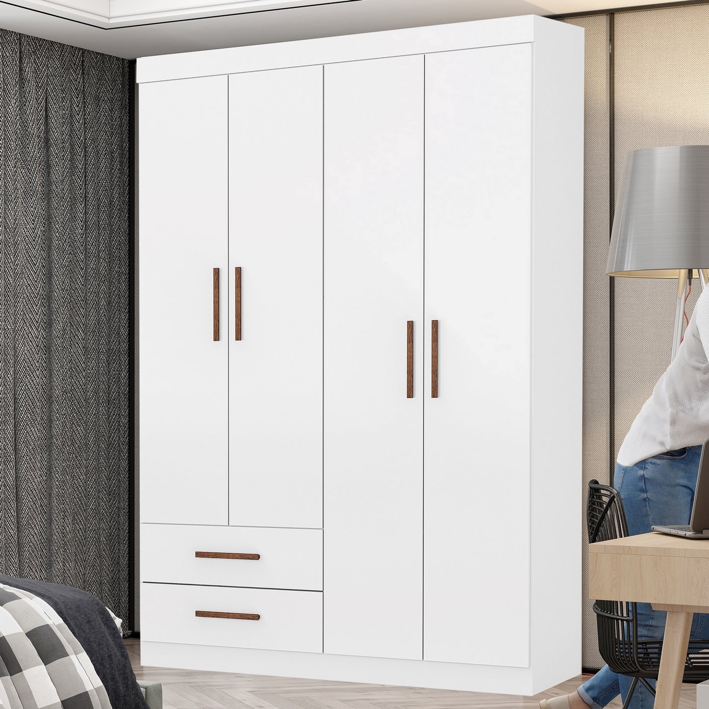 Guarda-Roupa 4 Portas Hércules(Sem espelho) Branco – CARIOCA MÓVEIS